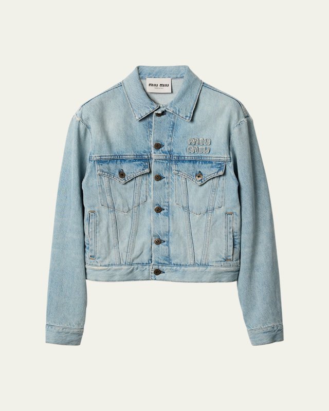 Classic Fit Logo Embroidered Jean Jacket